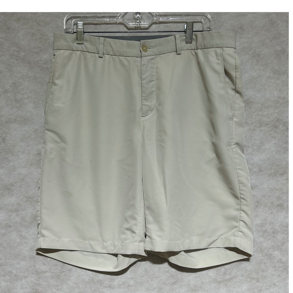 Nike Golf Dri-FIT Shorts Mens 34 Tan Khaki Flat Front Performance Stretch Sport